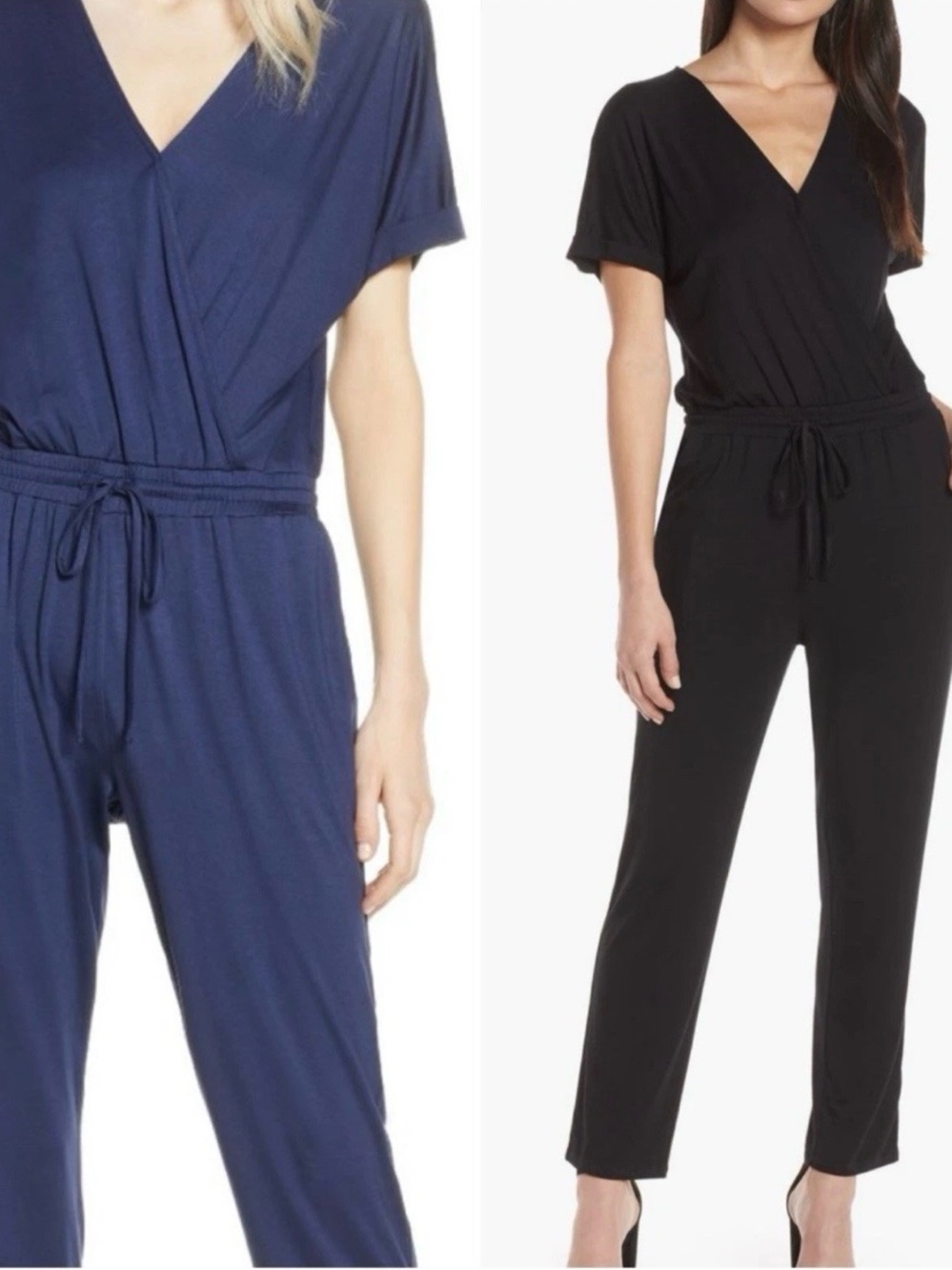 Lot of 2 Chelsea28 Women’s Faux Wrap Jumpsuits